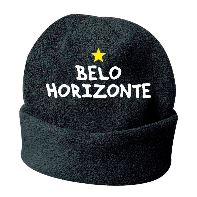 Cappello invernale Belo Horizonte Brasile nero ricamato in pile / polar taglia unica / cod. 34 uomo - donna