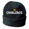 Cappello invernale Charleroi Belgio nero ricamato in pile / polar taglia unica / cod. 28 uomo - donna