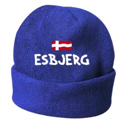 Cappello invernale Esbjerg Danimarca blu ricamato in pile / polar taglia unica / cod. 8 uomo - donna