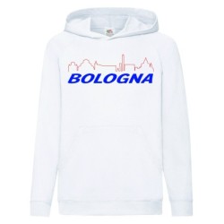 Felpa bianca citta Bologna skyline uomo donna tifosi calcio