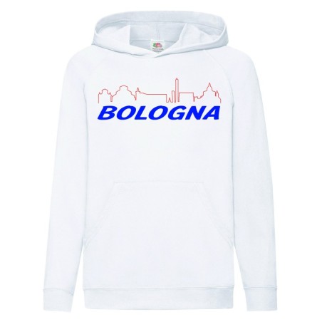 Felpa bianca citta Bologna skyline uomo donna tifosi calcio