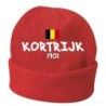 Cappello invernale Kortrijk Belgio rosso ricamato in pile / polar taglia unica / cod. 23 uomo - donna