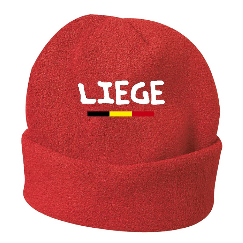 Cappello invernale Liegi Belgio rosso ricamato in pile / polar taglia unica / cod. 30 uomo - donna