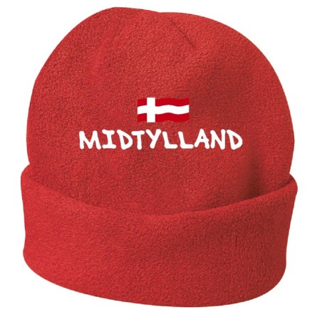 Cappello invernale Midtylland Danimarca rosso ricamato in pile / polar taglia unica / cod. 10 uomo - donna