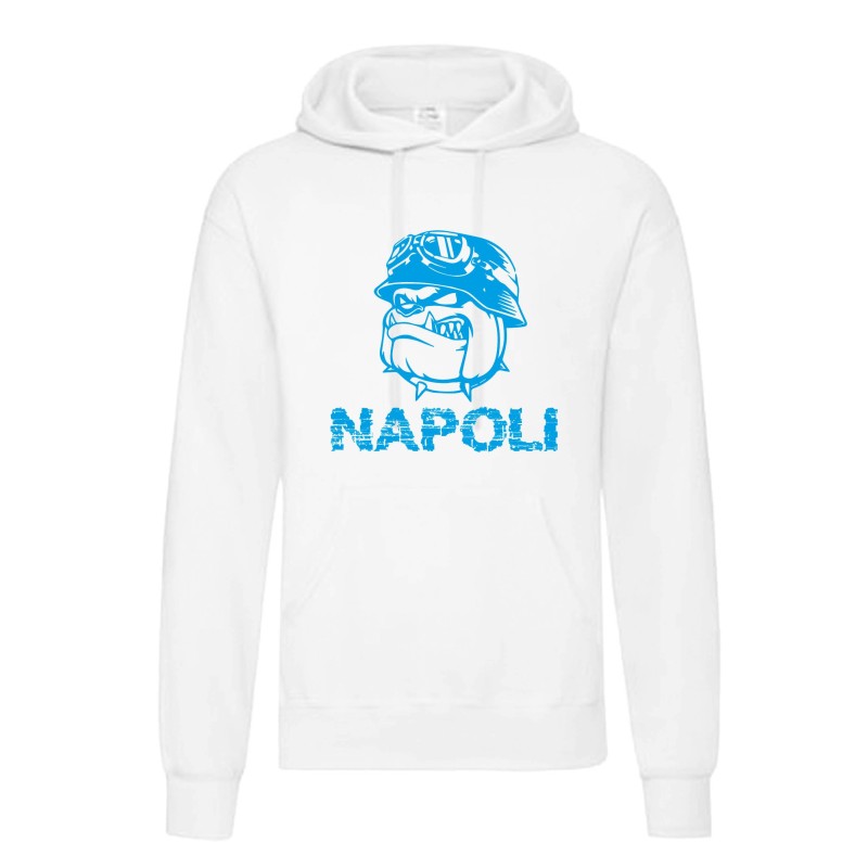 Felpa Napoli casco bulldog biancoazzurro tifosi calcio