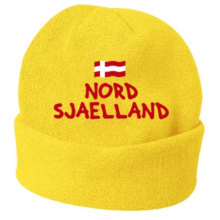 Cappello invernale Nord Sjaelland danimarca giallo ricamato in pile / polar taglia unica / cod. 11 uomo - donna