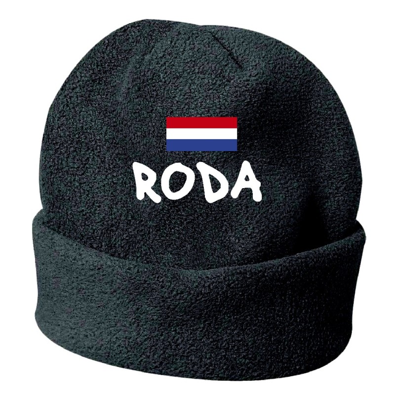 Cappello invernale Roda Olanda nero ricamato in pile / polar taglia unica / cod. 63 uomo - donna