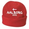 Cappello invernale rosso AAlborg Danimarca ricamato in pile / polar taglia unica / cod. 4 uomo - donna