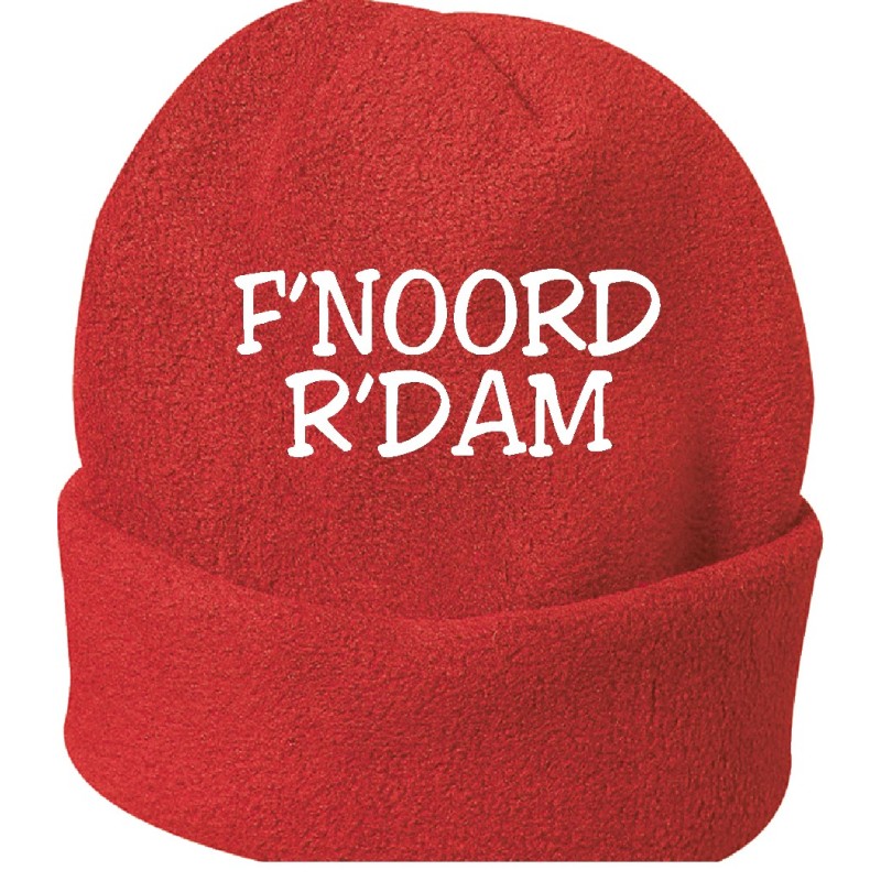 Cappello invernale Rotterdam F'Noord Olanda rosso ricamato in pile / polar taglia unica / cod. 57 uomo - donna