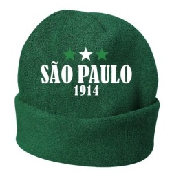 Cappello invernale San Paolo Brasile verde ricamato in pile / polar taglia unica / cod. 44 uomo - donna