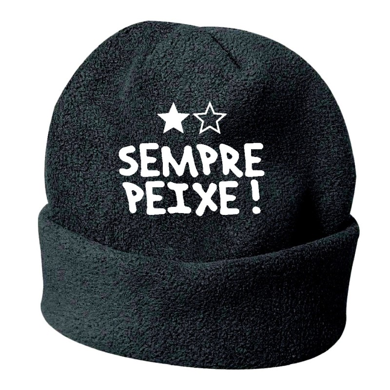 Cappello invernale Sempre Peixe Brasile nero ricamato in pile / polar taglia unica / cod. 47 uomo - donna