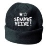 Cappello invernale Sempre Peixe Brasile nero ricamato in pile / polar taglia unica / cod. 47 uomo - donna