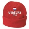 Cappello invernale Utrecht Olanda rosso ricamato in pile / polar taglia unica / cod. 56 uomo - donna