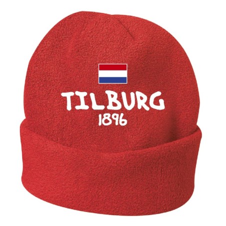 Cappello invernale Tilburg Olanda rosso ricamato in pile / polar taglia unica / cod. 3 uomo-donna