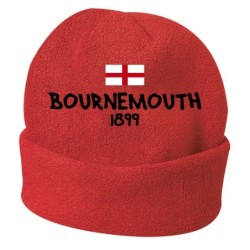 Cappello invernale Bournemouth Inghilterra rosso ricamato in pile / polar taglia unica / cod. 5 uomo-donna