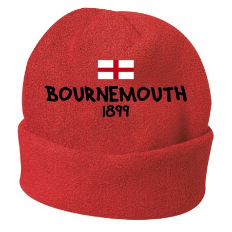 Cappello invernale Bournemouth Inghilterra rosso ricamato in pile / polar taglia unica / cod. 5 uomo-donna