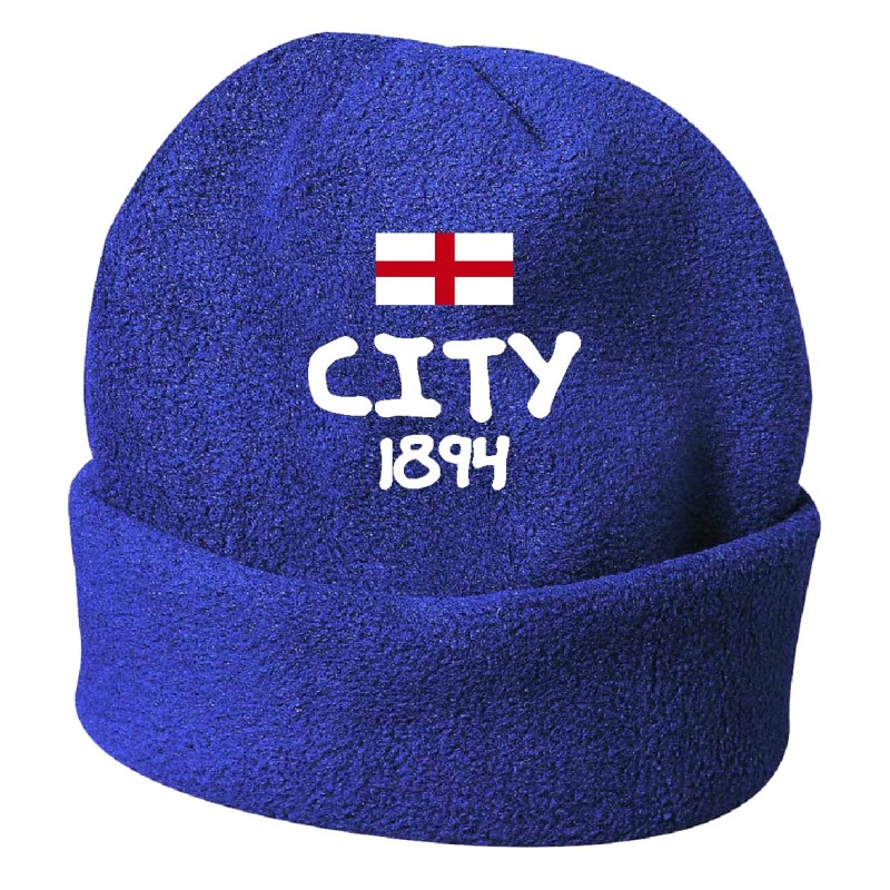 Cappello invernale City Inghilterra blu ricamato in pile / polar taglia unica / cod. 13 uomo-donna