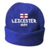 Cappello invernale Leicester Inghilterra blu ricamato in pile / polar taglia unica / cod. 11 uomo-donna