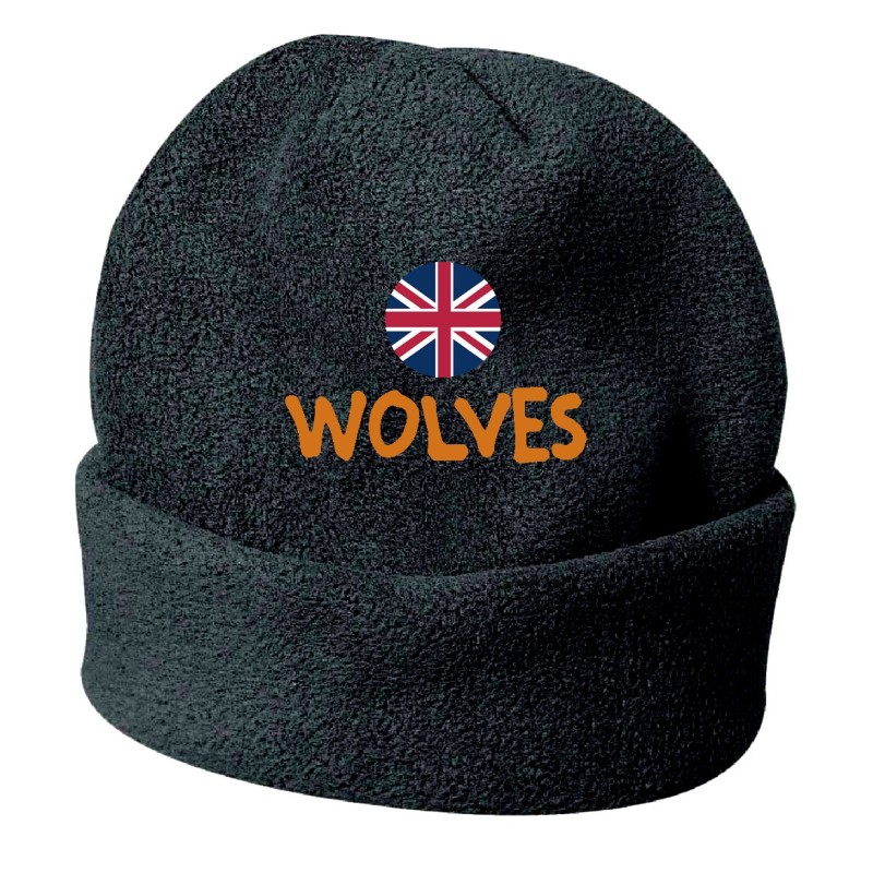 Cappello invernale Wolves Inghilterra nero ricamato in pile / polar taglia unica / cod. 27