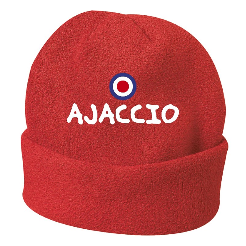 Cappello invernale Ajaccio Francia rosso ricamato in pile / polar taglia unica / cod. 48