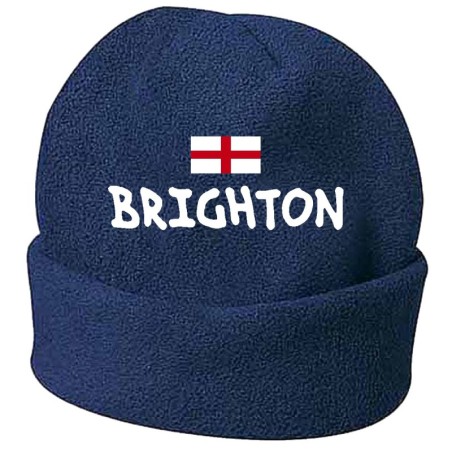 Cappello invernale Brighton Inghilterra blue ricamato in pile / polar taglia unica / cod. 9