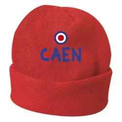 Cappello invernale Caen Francia rosso ricamato in pile / polar taglia unica / cod. 45