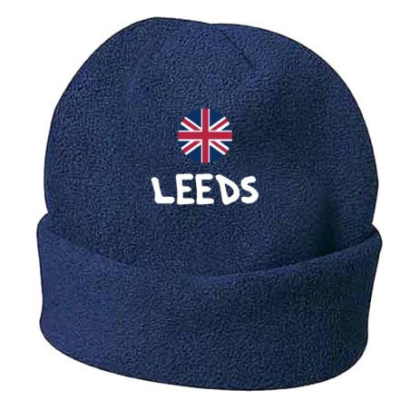 Cappello invernale Leeds inghilterra blue ricamato in pile / polar taglia unica / cod. 17