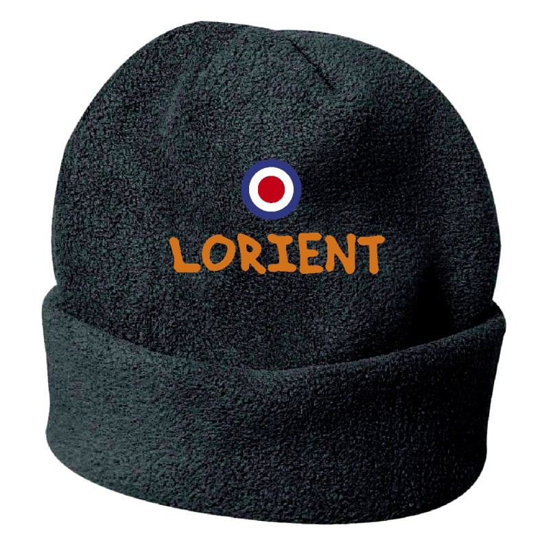 Cappello invernale Lorient Francia nero ricamato in pile / polar taglia unica / cod. 34