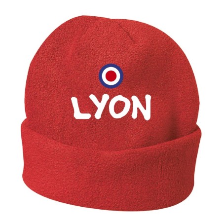 Cappello invernale Lyon Francia rosso ricamato in pile / polar taglia unica / cod. 42