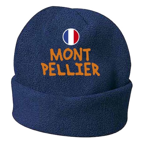 Cappello invernale Montpellier Francia blue ricamato in pile / polar taglia unica / cod. 39