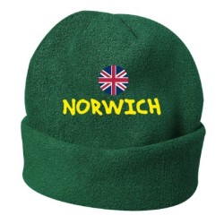 Cappello invernale Norwich inghilterra verde ricamato in pile / polar taglia unica / cod. 19