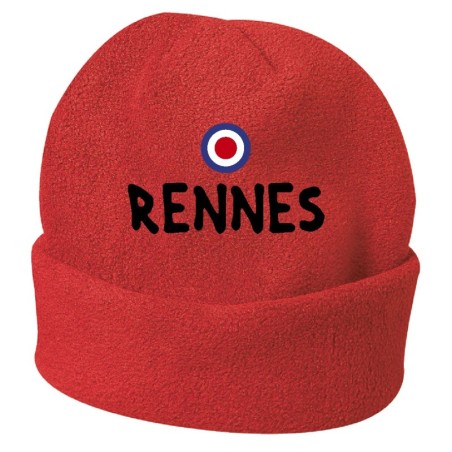 Cappello invernale Rennes Francia rosso ricamato in pile / polar taglia unica / cod. 46