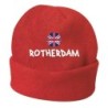 Cappello invernale Rotherdam Inghilterra rosso ricamato in pile / polar taglia unica / cod. 24