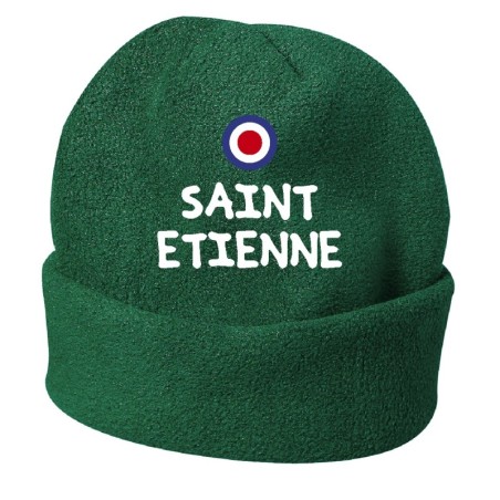 Cappello invernale Saint Etienne Francia verde ricamato in pile / polar taglia unica / cod. 31