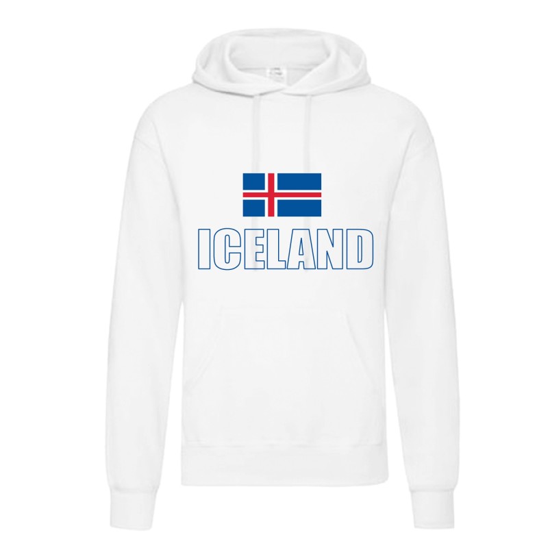 Felpa ICELAND / bandiera tasconi e cappuccio uomo donna