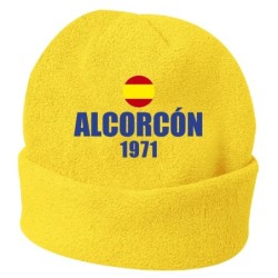 Cappello invernale Alcorcon Spagna giallo ricamato in pile / polar taglia unica / cod. 152