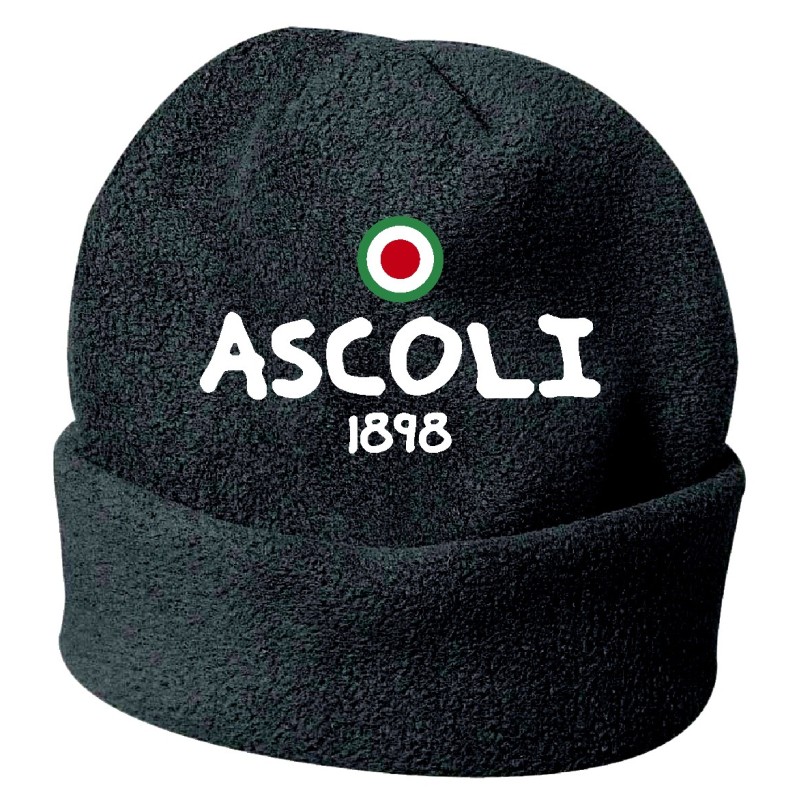 Cappello invernale Ascoli 1898 nero ricamato in pile / polar taglia unica / cod. 62