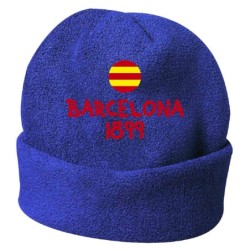 Cappello invernale Barcelona Spagna blue ricamato in pile / polar taglia unica / cod. 137