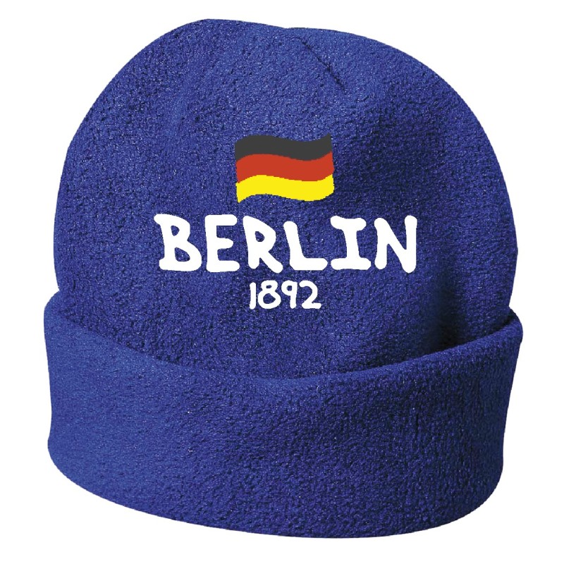 Cappello invernale Berlino Germania blue ricamato in pile / polar taglia unica / cod. 18