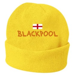 Cappello invernale Blackpool Inghilterra giallo ricamato in pile / polar taglia unica / cod. 210