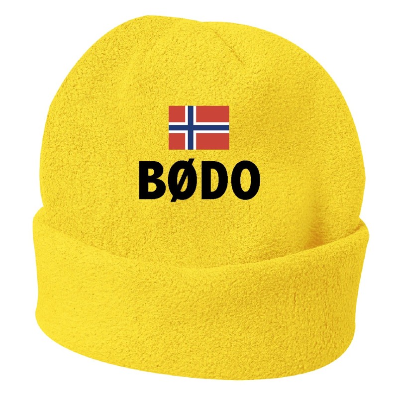 Cappello invernale Bodo Norvegia giallo ricamato in pile / polar taglia unica / cod. 105