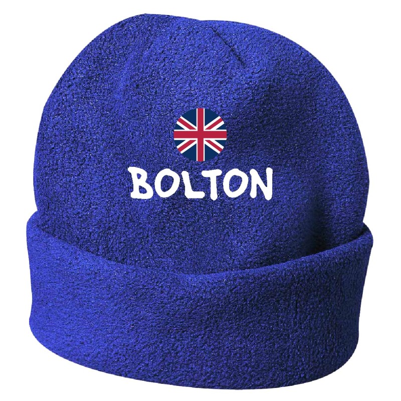 Cappello invernale Bolton inghilterra blue ricamato in pile / polar taglia unica / cod. 186