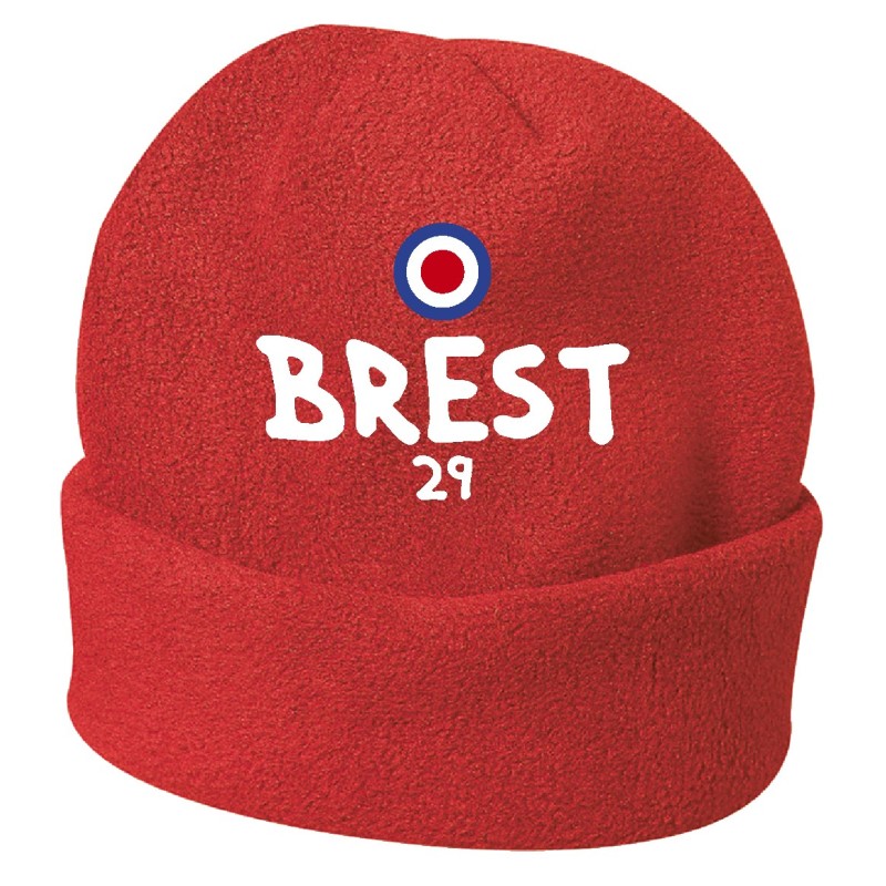 Cappello invernale Brest Francia rosso ricamato in pile / polar taglia unica / cod.