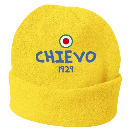 Cappello invernale Chievo 1929 giallo ricamato in pile / polar taglia unica / cod. 45