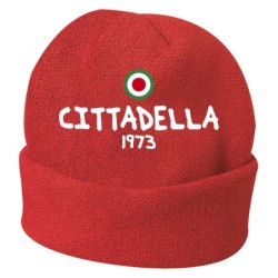 Cappello invernale Cittadella 1973 rosso ricamato in pile / polar taglia unica / cod. 70