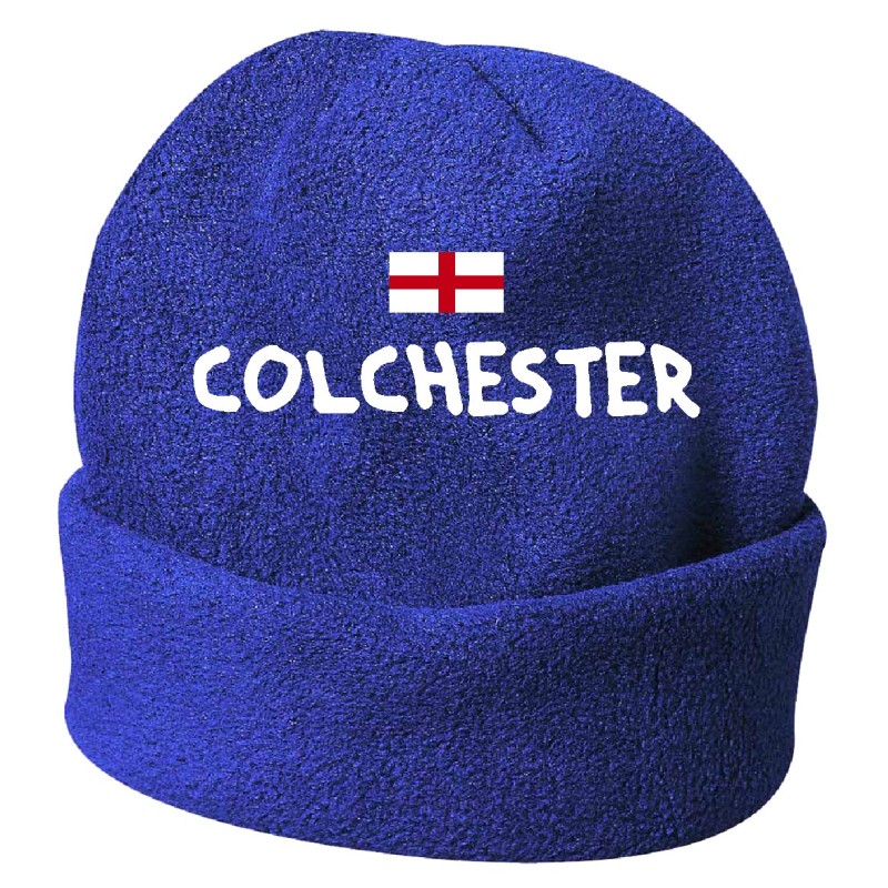 Cappello invernale Colchester Uk blue ricamato in pile / polar taglia unica / cod. 214