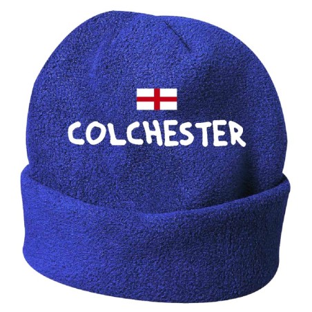 Cappello invernale Colchester Uk blue ricamato in pile / polar taglia unica / cod. 214