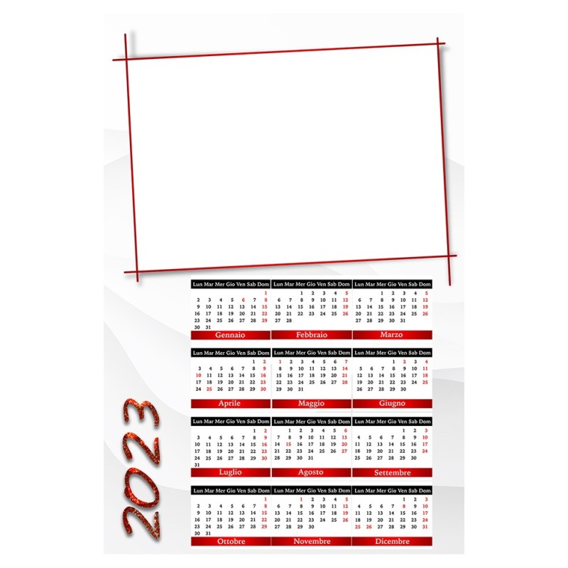 Calendario 2023 personalizzato da muro. Invia la foto in un messaggio dopo l'ordine - C2005