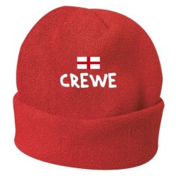 Cappello invernale Crewe Uk rosso ricamato in pile / polar taglia unica / cod. 216