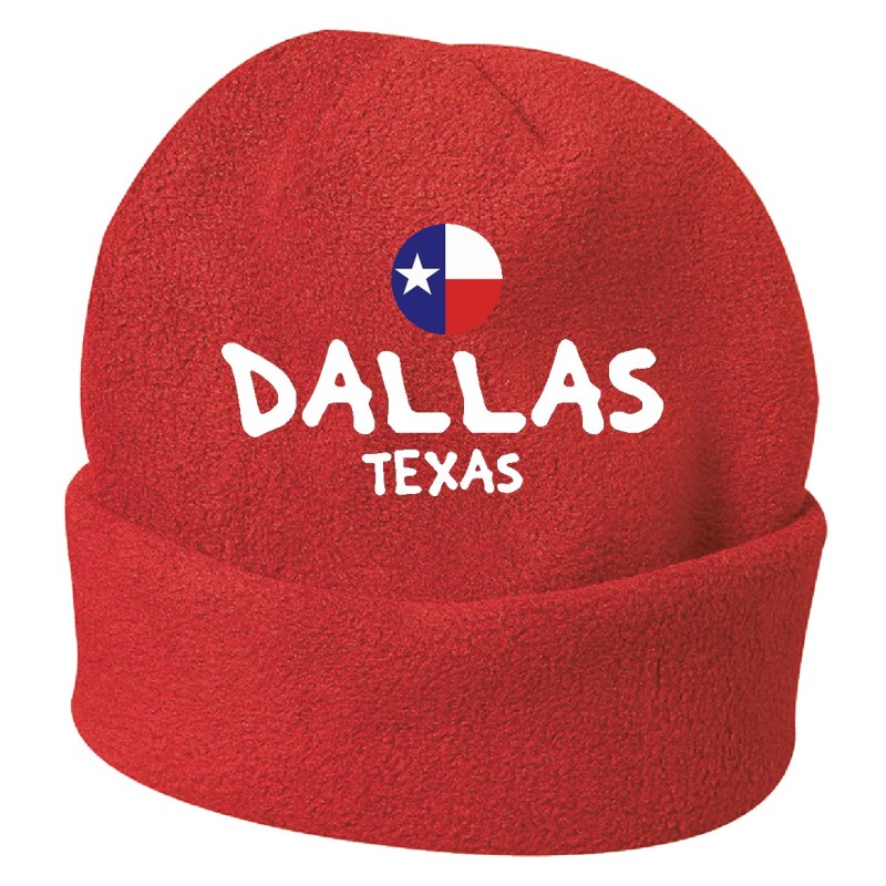 Cappello invernale Dallas Usa rosso ricamato in pile / polar taglia unica / cod. 88